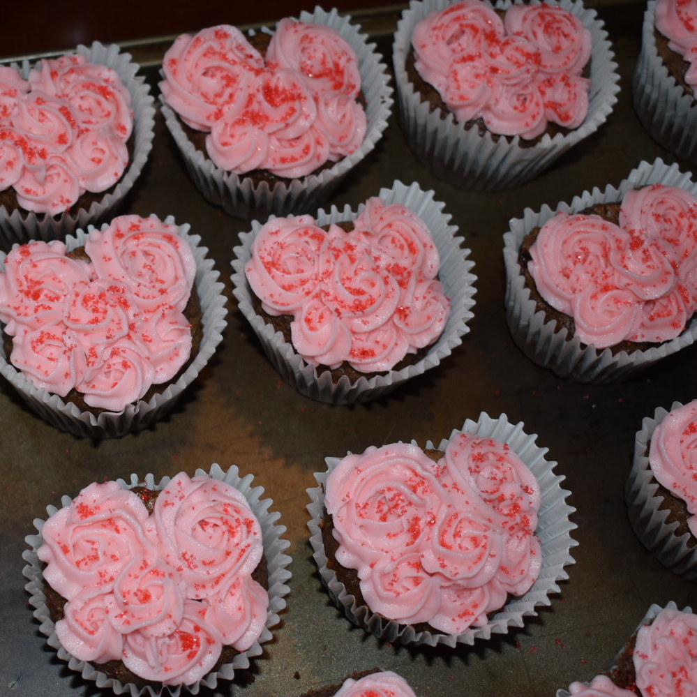 heartshaped pink cupcakes for valentines day